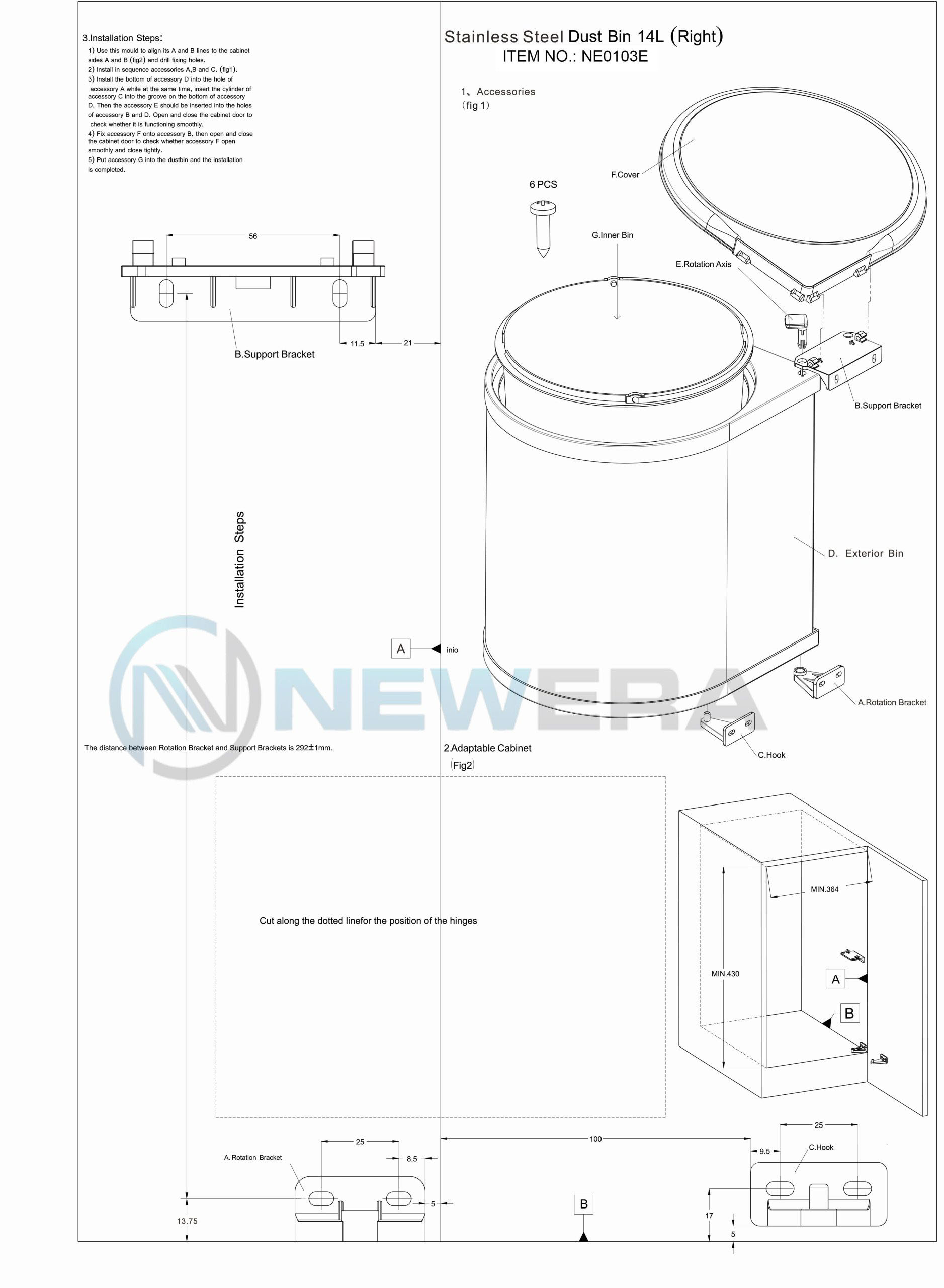 NewEra NE0103E gắn cánh mở phải