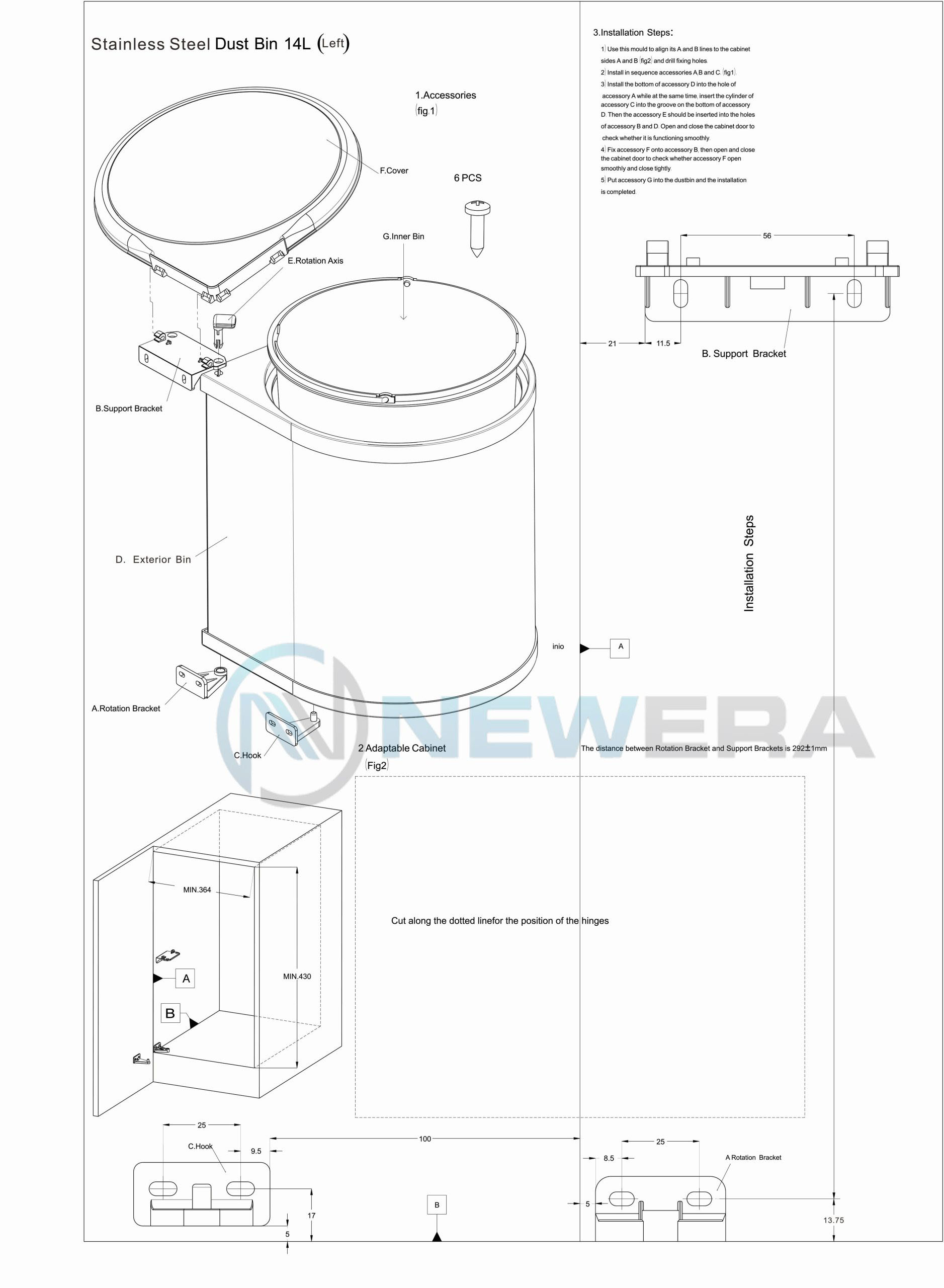 NewEra NE0103E gắn cánh mở trái