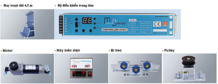 phụ kiện đi kèm cửa tự động mrd hàn quốc